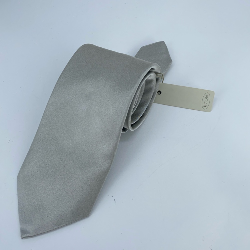 Eton Tie Men One Size Gray Silk Classic Fit Luxury Necktie England Made NWT